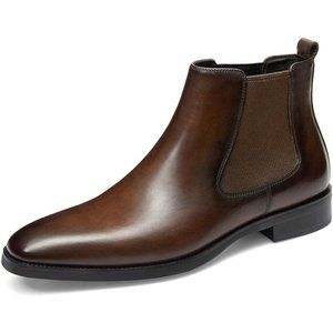 Gifennse Mens Chelsea Boots Leather Dress Boots For Men- Dark Brown-1